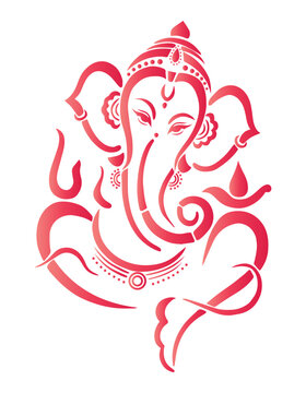 Lord Ganesh vector design in red gradient color