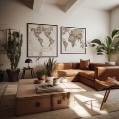home interior design concept scandinavian interior style living room decoration home improvement and renovation beautiful daylight interior living area background,ai generate