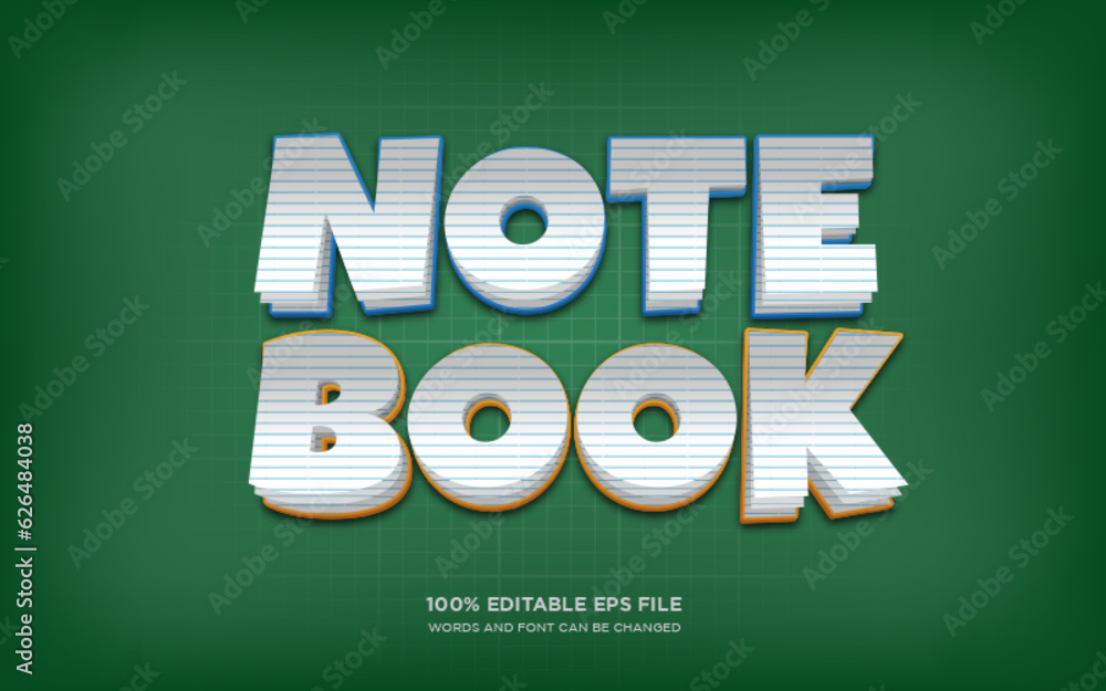 Poster note book editable text style effect