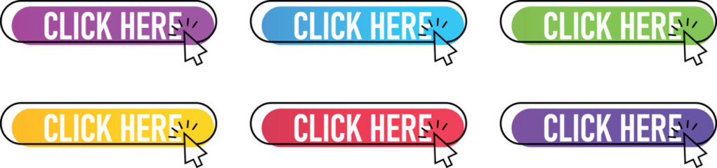 Click here button with arrow pointer clicking icon. Click here vector web button. vector ilustration