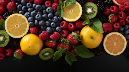 Delicious Tropical Fruits  Juicy Background, Ai Generative