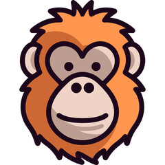 Orange monkey ape head single icon svg vector