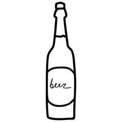Hand drawn beer bottle doodle
