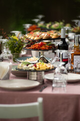 Wedding decorations trends. Wedding table with snack and drink