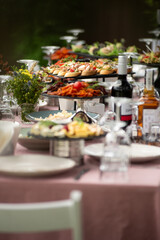 Wedding decorations trends. Wedding table with snack and drink