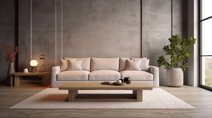 minimalistic interior sofa in a bright room.