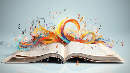 the book notes a whirlwind background abstract. the concept of music school education.