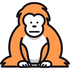 Orangutan orange ape single icon logo svg vector