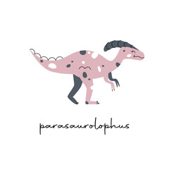 Flat vector Flat hand drawn vector illustration of parasaurolophus dinosaur