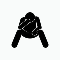Tired Man Icon. Sadness, Bad Feel. Sick Symbol.