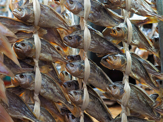 salted and dried croaker, Gulbi at the traditional market ahead of the holiday
