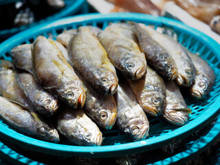 salted and dried croaker, Gulbi at the traditional market ahead of the holiday
