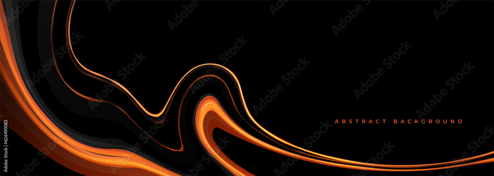Aufkleber black and orange vector wide abstract background with elegant lines. dark luxury banner design.