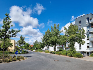 Street in an residential area at a sunny day
