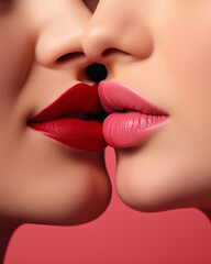 Naklejka premium Close up image of a kiss 