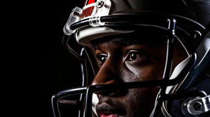 Close up image of an american football player 