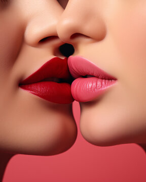 Close up image of a kiss 