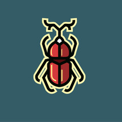 rhino beetle simple line icon logo vector design, modern animal logo pictogram design of unique insect