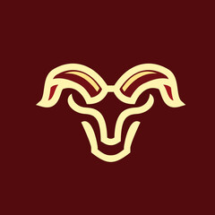 Goat line icon logo vector design, modern logo pictogram design of ram. concept of aries zodiac