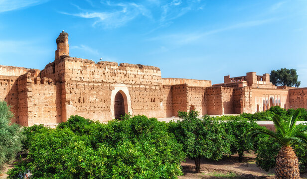 View of the antique palace "El Badi" of Marrakech in Morokko