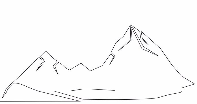 Self drawing line animation Mountain continuous one single line drawn concept video