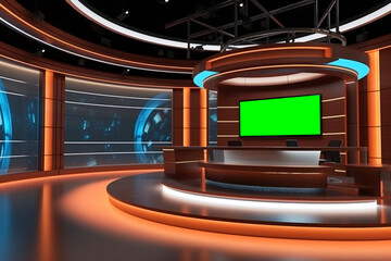 Tv Studio. Backdrop for TV shows .TV on wall. News studio. The perfect backdrop for any green screen or chroma key video or photo production.
