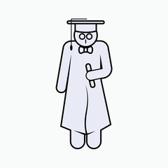 Wise Icon. Wisdom, Professor. Fresh Graduate Symbol.