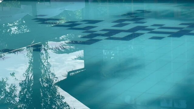 swimming pool water background, HD. Horizontal video. 