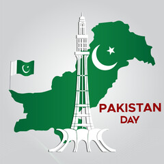 Happy Pakistan Day vector illustration. Suitable for greeting card, poster and banner