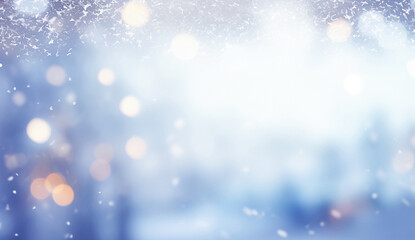 Obraz na płótnie Canvas Christmas background with snow against a bokeh lights design