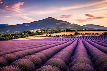 Fototapeta na wymiar Provence landscape with lavender fields.