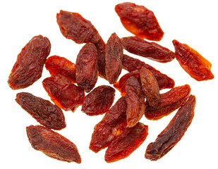 dry goji berries on white background.