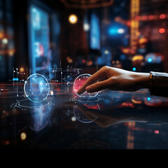 hand showing a growing virtual hologram