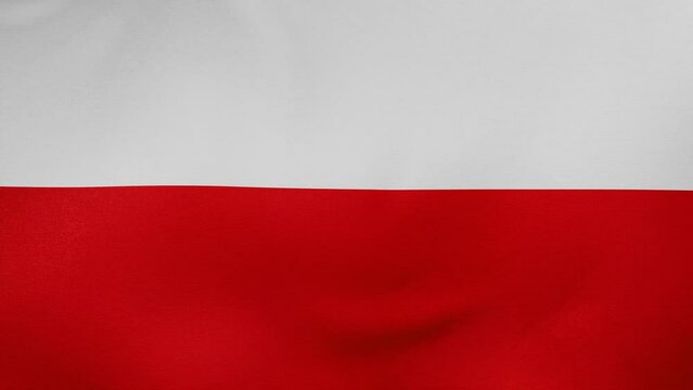 Poland fabric flag also Taliban flag - calm swaying in the wind, looped endless cycled video, completely full screen covers flag background
