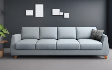 Close-up white sofa in the empty room. 3d sofa. Sofa display
