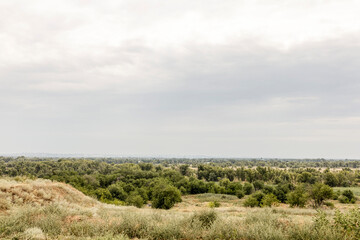 A meadow in a steppe landscape. Plateau in the Volgograd region