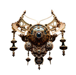he illustration showcases a collection of steampunk-inspired jewelry, a harmonious blend of vintage aesthetics and futuristic elements