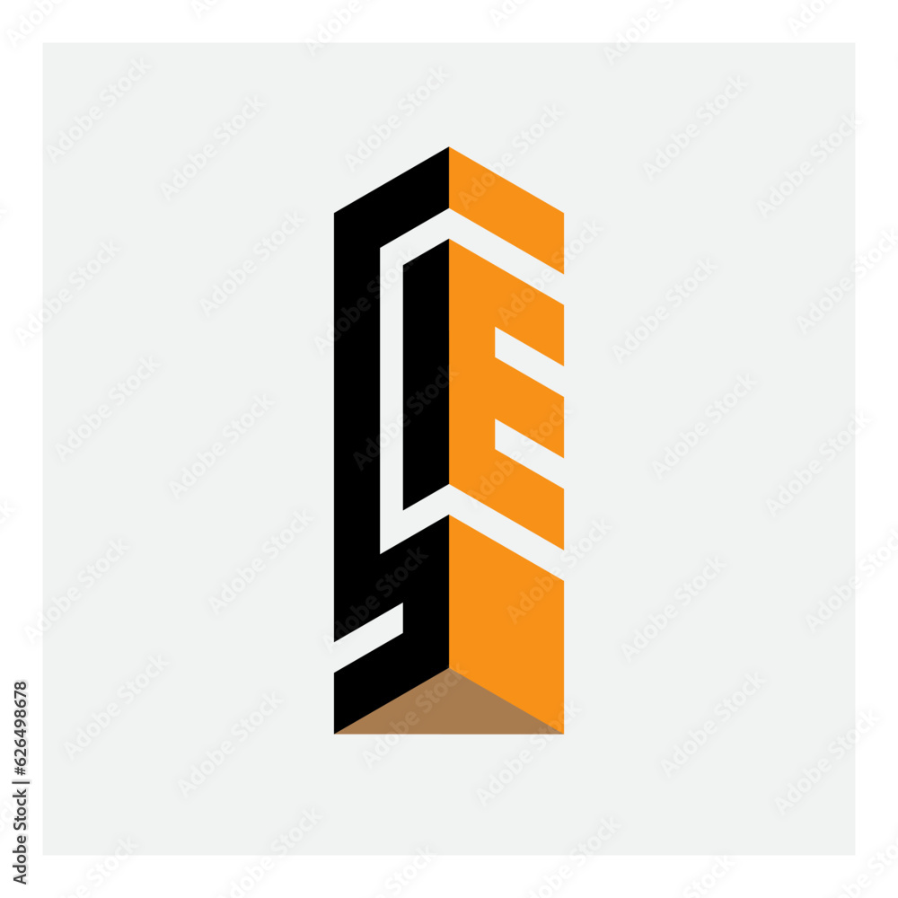 Poster s and e initials, monogram or logotype. vector design element or 3d icon. se logo.