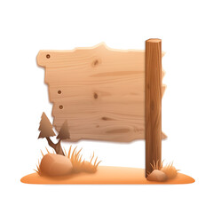 Wooden signboard on the transparent background. Wooden sign. ia generate