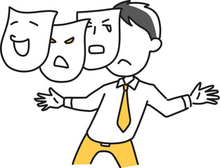 複数の表情を持つビジネスマン
