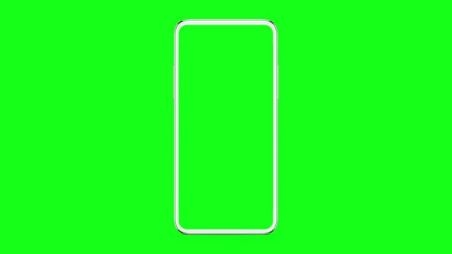 animation mobile phone mockup with green screen isolated on green screen background