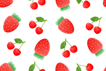 seamless pattern with strawberries and strawberry for printing on clothes bag .