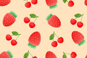 seamless pattern with strawberries and berry for printing on clothes.