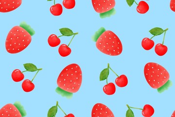 seamless pattern with strawberries