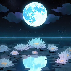 Lotus flowers at night