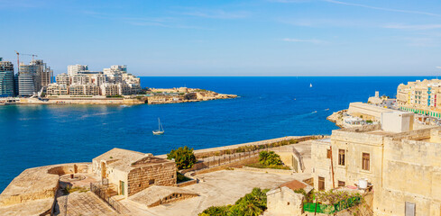 Valletta, Malta island, Europe. Cityscape and Mediterranean sea