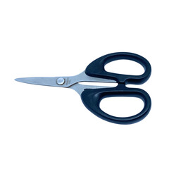 Black Scissors open isolated on white background without shadows