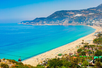 Naklejka premium Cleopatra beach in Alanya, Antalya district, Turkey. Sunny summer