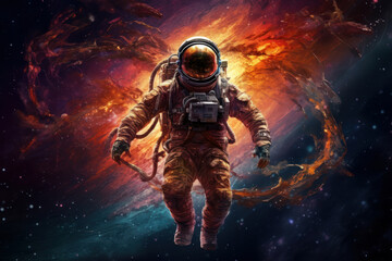 Astronaut in outer space. Concept art. Futuristic, scientific and science concept