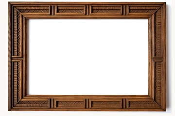 Isolated beautiful vintage and classic wooden frame design on white background. Modern luxury decoration